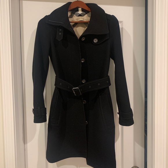 Burberry black cheap wool coat
